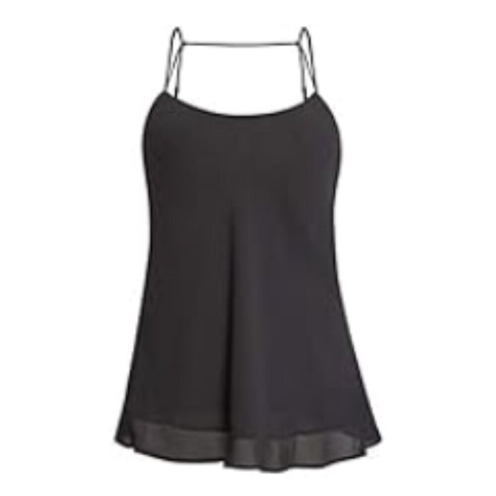BCBGMAXAZRIA Chiffon Scoop Neck Camisole Top Black